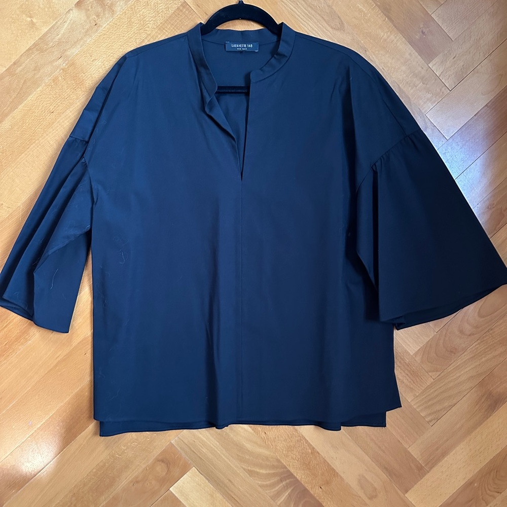 Lafayette 148 Stretch Cotton Popover Shirt -L